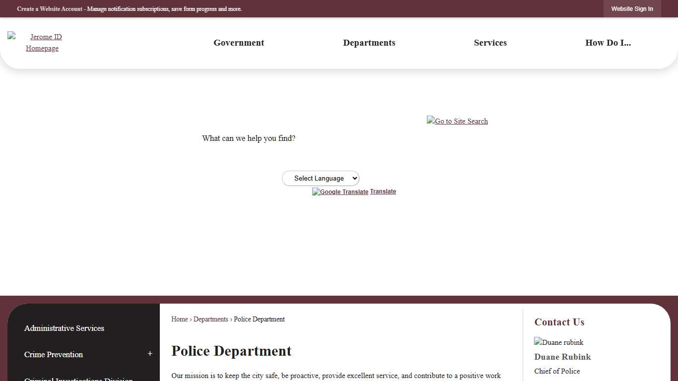 Police Department | Jerome, ID