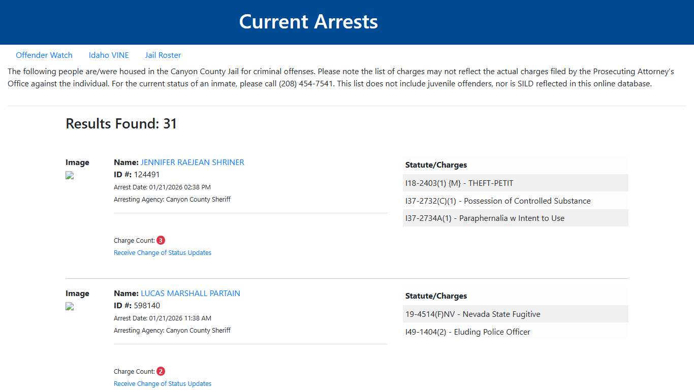 Current Arrests